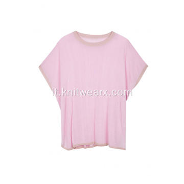 Pullover a pipistrello girocollo leggero in maglia di lurex da donna